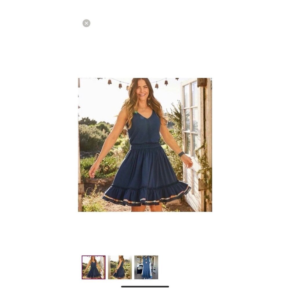 Matilda Jane Women’s Size Small Blue Swing Time Dress Daydream Ruffle Large